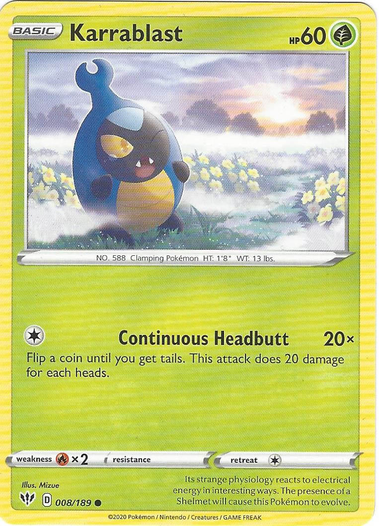 Karrablast 008/189 Pokemon Card Single
